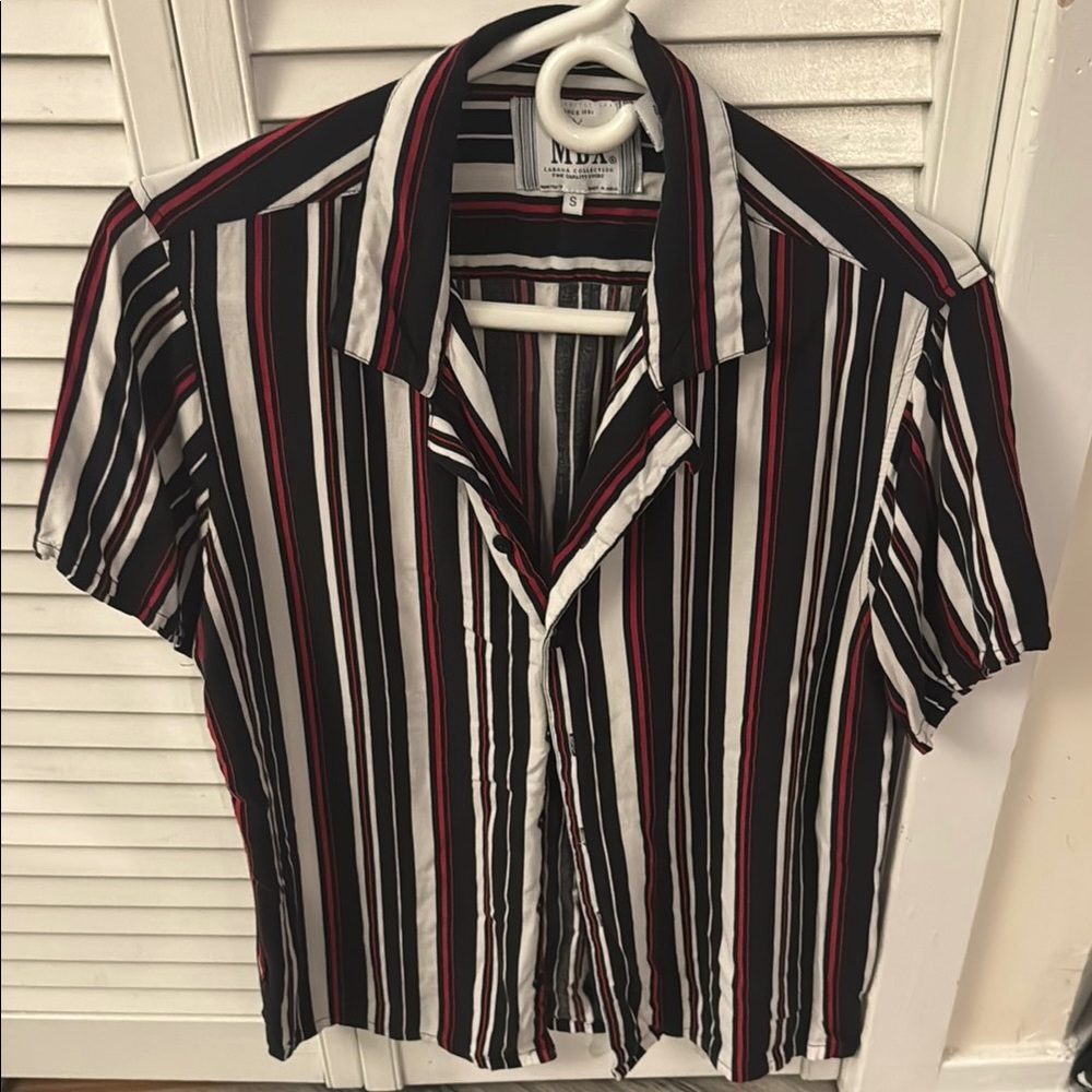 Men's Striped Black and Red Shirt